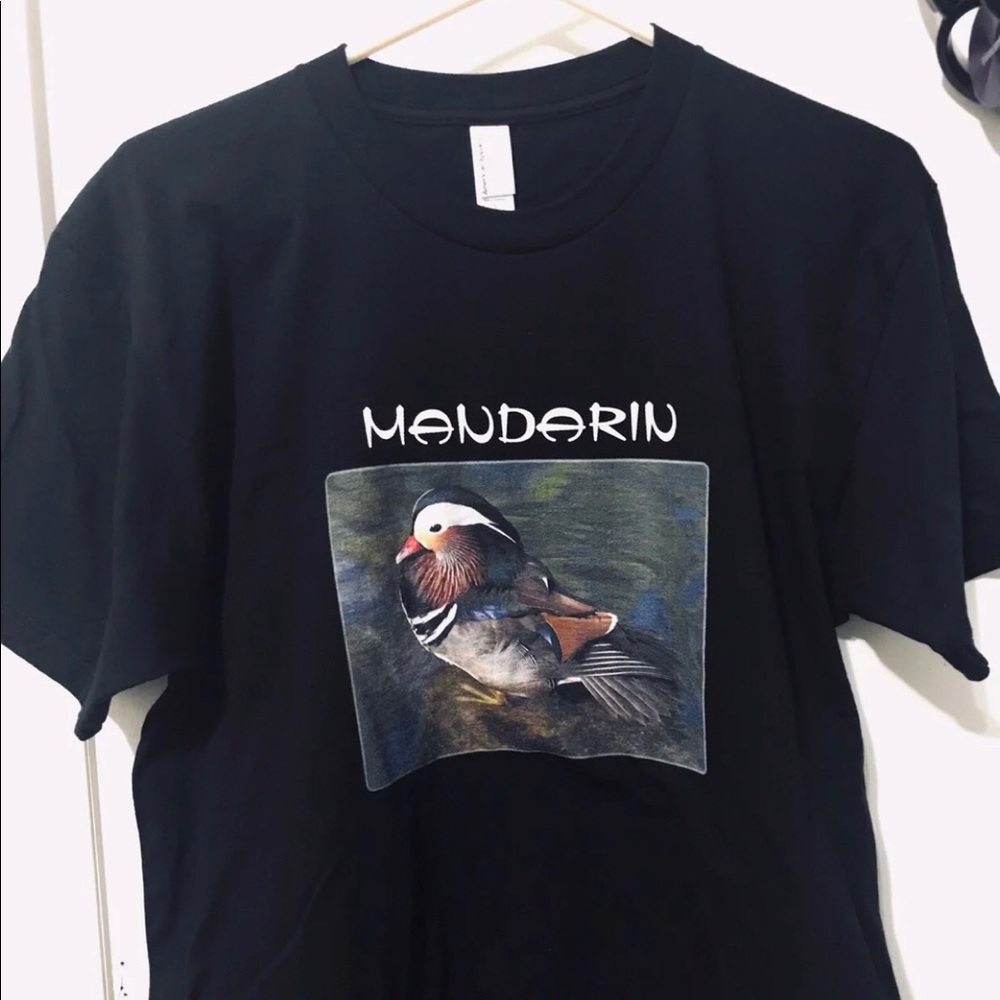 Mandarin Duck T-Shirt Mens Black Large